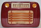 284-nr Sentinel Vintage Tube Wavy Grille Radio Tomato Red Yellow Catalin