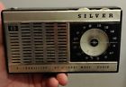 8ts-345 Silver Vintage Band Am Shortwave Collector All Transistor Radio Nice