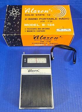 B-124 Alaron Vintage 1960s Solid State 12 Portable Transistor 2-band Radio Model B-124 Alaron Vintage 1960s Solid State 12 Portable Transistor 2-band Radio Model