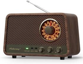 Audiocrazy 313050415466 Vintage Wooden Am Fm Bluetooth Radio 10w Speaker Bass Control
