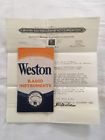 Circular J Weston Vtg Radio Instruments Catalog Rare Form Letter