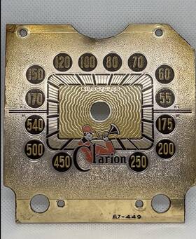 67-449 Clarion Vintage Stamped Radio Dial Gold-tone Metallic Pre-owned