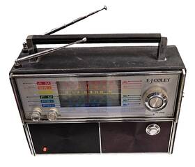 Trs-25c E J Coley Vintage Solid State 6 Band Radio Leather Case Works