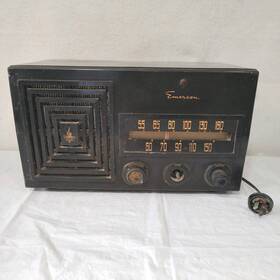 Emerson 756b Antique Table Top Vaccuum Tube Radio Black Bakelite Not Working