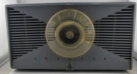 812b Emerson 1955 Atomic Jetsons Bakelite Grey/blue Tube Am Radio Works