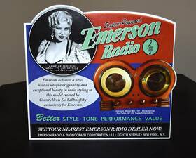 Bd-197 Emerson Inch Mae West Model Miracle Dial Stand-up Ad Sign