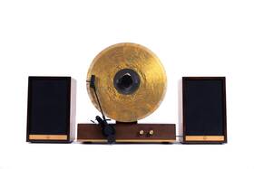 Fuse 810080512658 Gld Vertical Vinyl Record Player With Speakers Bluetooth Aux - Gold Trim Fuse 810080512658 Gld Vertical Vinyl Record Player With Speakers Bluetooth Aux - Gold Trim
