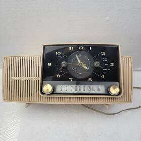 1950atomic Ge 433-c Vintage General Electric Am Clock Radio Age Mid Century Parts Or R