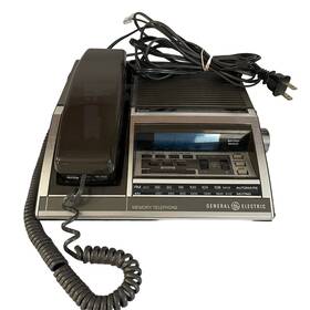 7-4735b Ge Vintage General Electric Clock Radio Telephone Brown Model