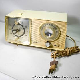 C1460-b Ge Working - 1968 General Electric Solid State Clock Am Radio Bell White