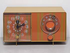C2417a Ge Youth Electronics Clock Tube Radio Orange Stripes Vintage - Tested