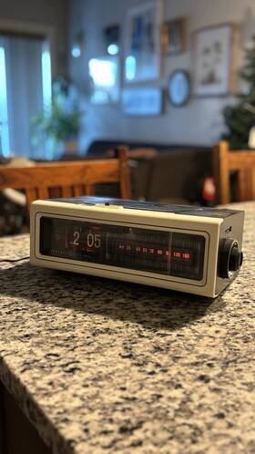 C4205a Ge General Electric Vintage Am Radio Flip Clock