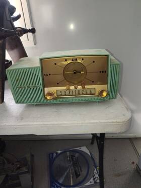 C-914 Ge C914 Vintage Working General Electric Model Turquoise Am Clock Tube Radio