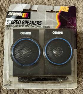 As596 Gemini 1994 Personal Stereo Radio Speakers Vintage Nos 3.5mm Walkman