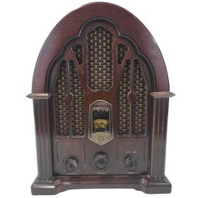 7-4100a General Electric Ge Model Vintage Cathedral-style Am/fm Radio - Wood Veneer Cabinet