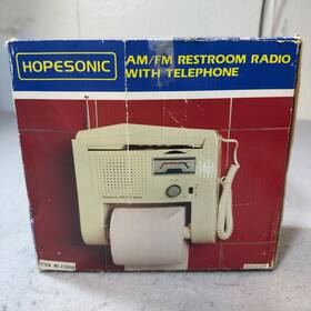 270558 Hopesonic New Am/fm Restroom Radio With Telephone And Toilet Paper Holder Rare Vtg