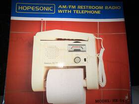 He-841 Hopesonic Vintage Am/fm Restroom Radio With Telephone And Toilet Paper Holder Rare