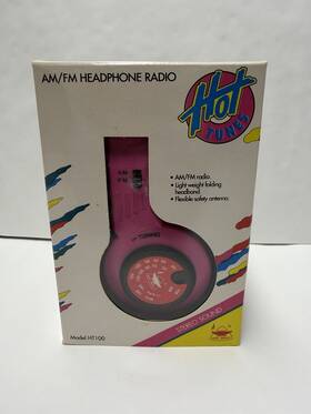 Ht100 Hot Tunes Vintage 1980 S Nos Am/fm Headphones Pink Stereo Sound Model