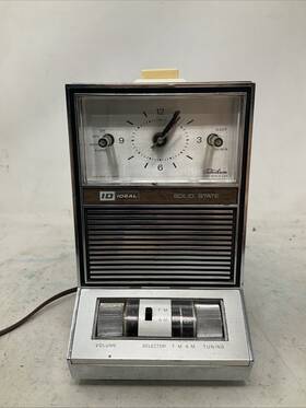 96057 Ideal Solid State Telechron Alarm Clock Am Fm Radio Vintage Retro Works