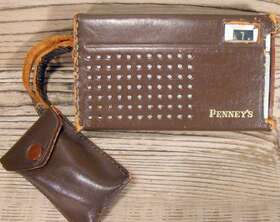 6tp-555 Jc Penneys Six Transistor Radio With Brown Leather Case Japan Works Tested