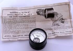 135-a Jewell Vintage Nos Tip Jack Voltmeter Radio Gauge With Instructions - Nib