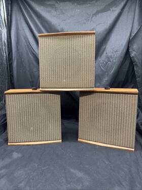 99-4549 Lafayette Vintage Mcm Speakers 3 Made In Japan Wood Box Tested