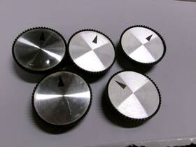 6sl7gt Magnavox 5 Vintage Control Knobs Black With Alum Centers