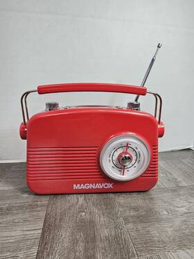 Mcr41818 Magnavox Vintage Style Repro Am/fm Radio Red Tested Alarm Clock No Cord