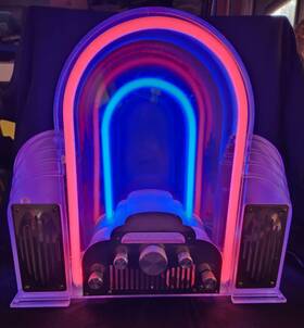 838-3 Marilyn Vintage Lucite Art Deco Radio Neon Lights Am/fm Model Tested