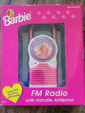 Mattel 092298901060 Vintage 1996 Pink Box Barbie Portable Fm Radio With Handle Antenna Nrfb New