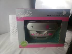 Be-377 Mattel 092298903309 Barbie Telephone Alarm Clock Radio Programmable Silver/pink Rare