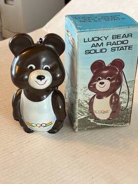 Misha Gs-02 Rare Vintage 1980 Olympic Lucky Bear Am Radio Model With Original Box