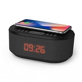 79229pi Philex Electronic Ltd Alarm Clock Radio With Wireless Charging Bluetooth Speakers Usb Port Black