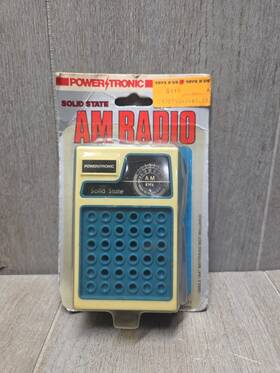 Rs-11 Power Tronic Vintage 1981 Nasta Powertronic Blue Solid State Am Transistor Radio Nos