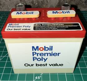 Premier Resources Intentional 3324f Vintage Red White Blue Mobil Oil Poly 9 Volt Mini Battery Radio Works