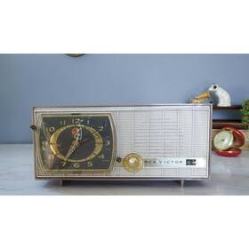 C-3ek Rca Vtg 1950s Victor Clock Tube Radio Model Mcm Retro Boho Eclectic Home