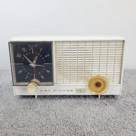 Rjd10y Rca Vintage Victor Tube Radio Clock Model 1950s Mcm White Not Working