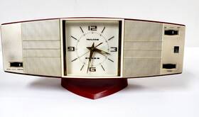 Tr-1827 Realtone Vintage Mcm Clock 8 Transistor Radio Not Working Dark Red Japan