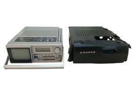 Tpm2140 Sanyo Portable Quartz Am/fm Clock Radio Vhf/uhf Mini Tv And Leather Cover