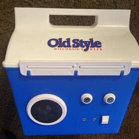 Mm-1000 Sci Tech Vtg Old Style Beer Cooler Radio Wisconsin Works Instructions Headphones Blue Euc