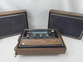 132.21601 Sears Vintage Silvertone Am Fm Radio 8027 And Speakers Walnut Wood