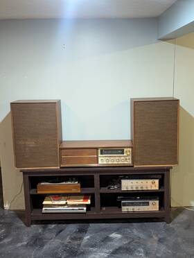 7408-7486 Sears Vintage Rare Oversized Mcm Silvertone Tube Am/fm Stereo Receiver Speakers