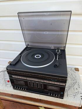 91942550 Sears Vintage 1990s Am/fm Radio Turntable Cassette Deck Stereo System Sr 3000
