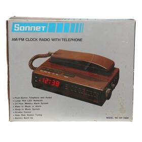 Sonnet Rp-1900 Vintage Woodgrain Clock Radio Phone Retro Alarm Am Fm Bedside