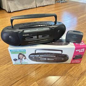 473vap Soundesign Value Pak Portable Am/fm Stereo Twin Deck Cassette /personal