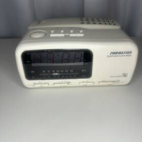 7541wht Soundesign Vintage 80 S White Sound Design Digital Alarm Clock Am/fm Radio Phone Model 7541