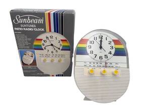 Sunbeam 034389885507 Nos Suntunes Patio Radio Clock 885-50 Rainbow Retro W Box