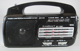 Spm10327248118 Supersonic Sc1081 4 Band Am Fm Sw1-2 Portable Radio And Flash Light Ac Battery