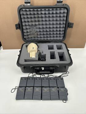 R180 Talk System Lot Of 12 Williams Sound Fm Receiver Model In Doskocil Hard Case As Is Read