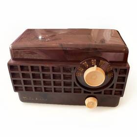 Rk-51a Tele King Vintage 1953 Rk51a Marbled Swirl Mini Tube Radio- Cracked Case As Is
